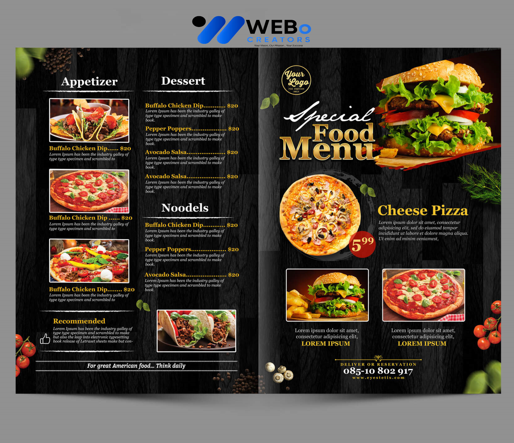 Modern restaurant menu design New York 2026 café menu layout food branding design services